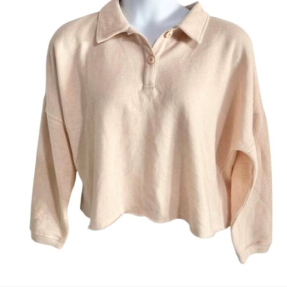 bp Tops - BP Cropped Collared Sweatshirt in Peach - M  NWOT